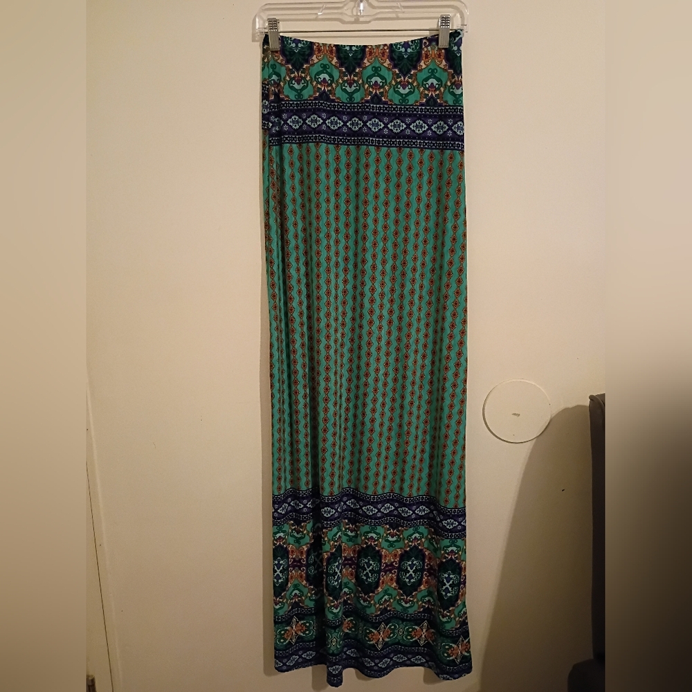 Fantastic Fawn Women's‎ Teal and Purple Maxi Strapless Dress Sz S - Picture 2 of 5